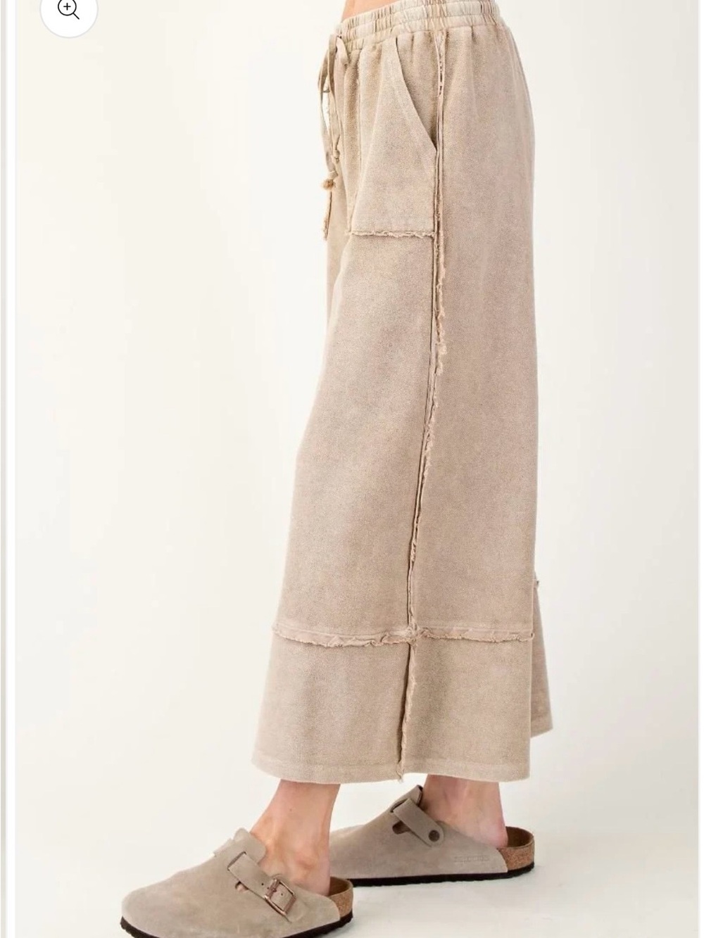 Easel-Wide Legs Terry Knit Palazzo Pants - Picture 2 of 4